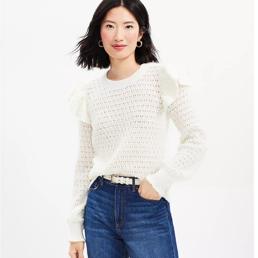 Loft Shoulder Ruffle Sweater - Picture 2 of 3